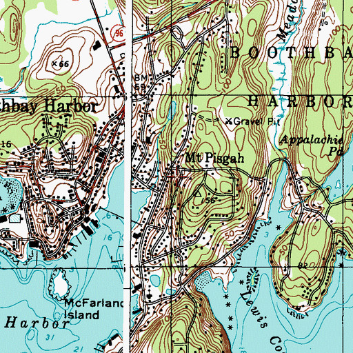 Topographic Map of Mount Pisgah, ME
