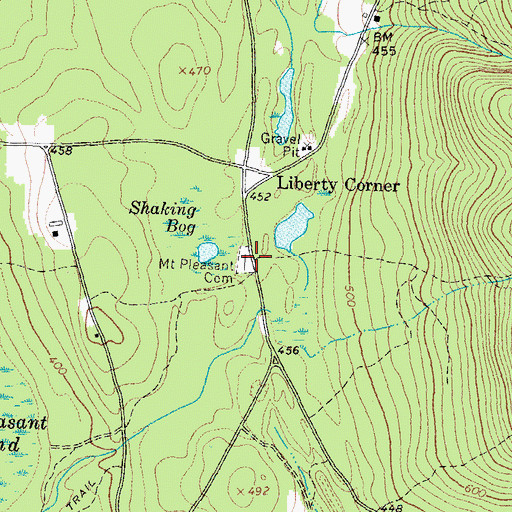 Topographic Map of Mount Pleasant Cemetery, ME