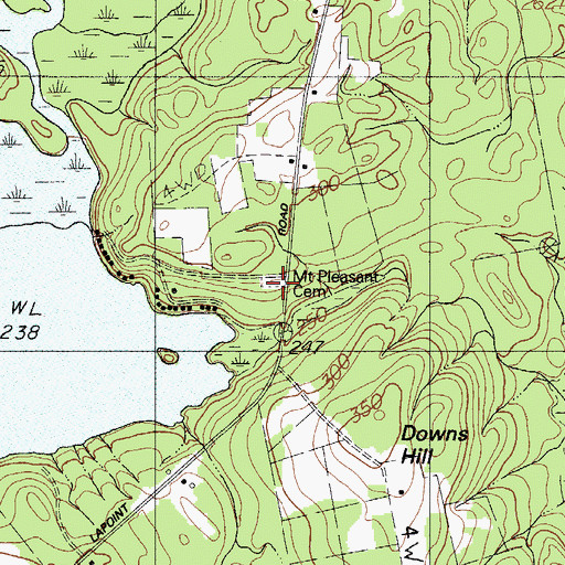 Topographic Map of Mount Pleasant Cemetery, ME
