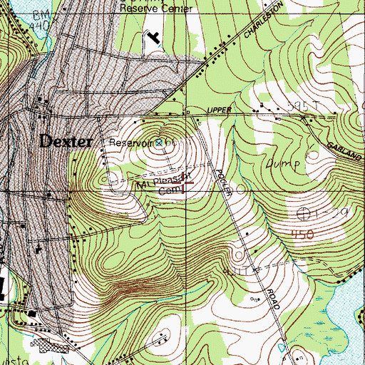 Topographic Map of Mount Pleasant Cemetery, ME