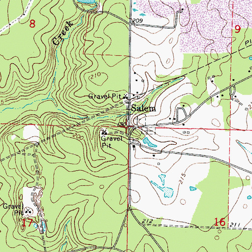 Topographic Map of Salem, AR