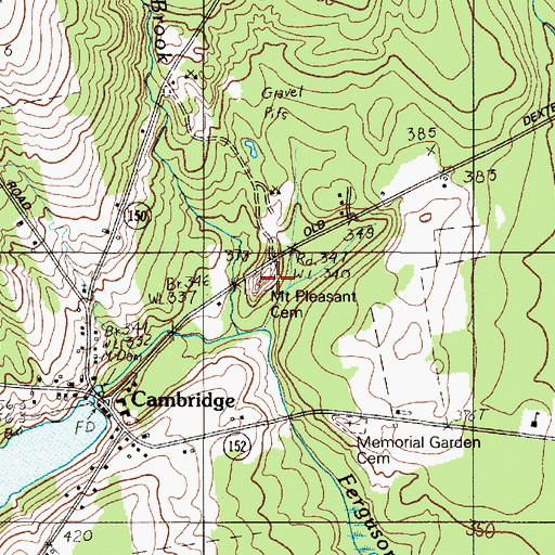 Topographic Map of Mount Pleasant Cemetery, ME