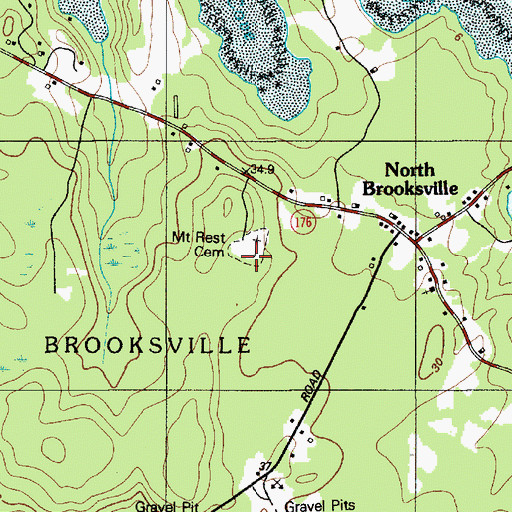 Topographic Map of Mount Rest Cemetery, ME