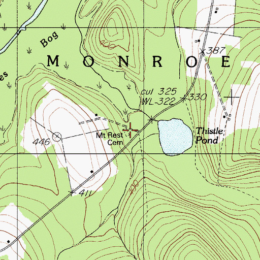 Topographic Map of Mount Rest Cemetery, ME