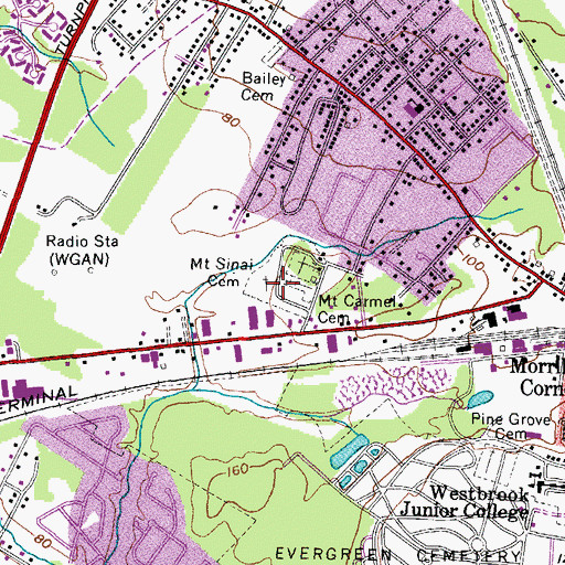 Topographic Map of Mount Sinai Cemetery, ME