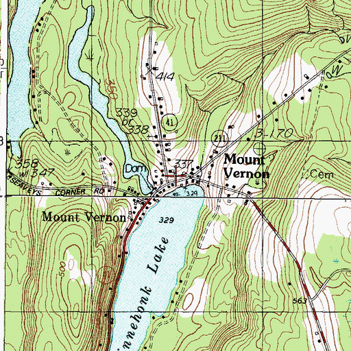 Topographic Map of Mount Vernon, ME