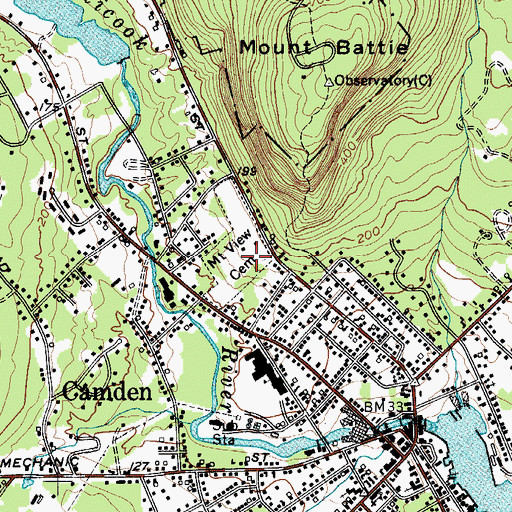 Topographic Map of Mount View Cemetery, ME