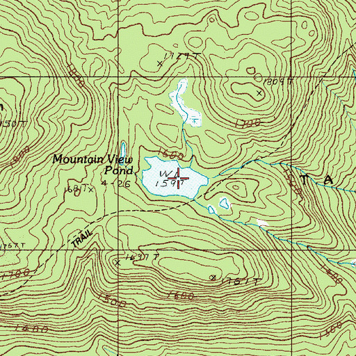 Topographic Map of Mountain View Pond, ME