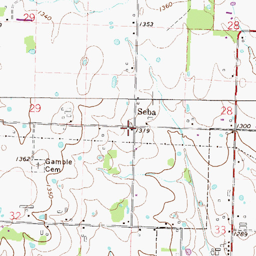 Topographic Map of Seba, AR