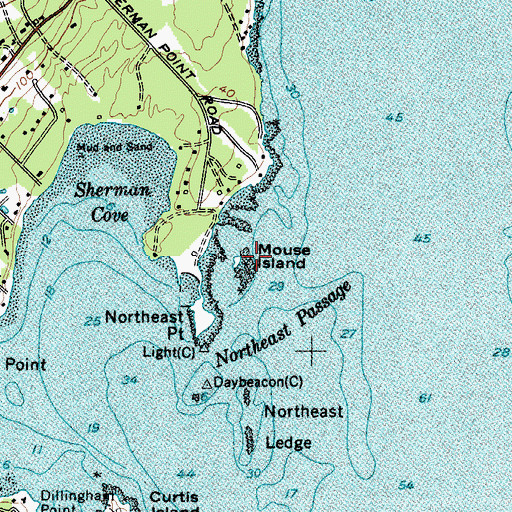 Topographic Map of Mouse Island, ME