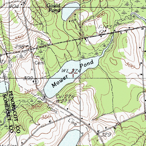 Topographic Map of Mower Pond, ME
