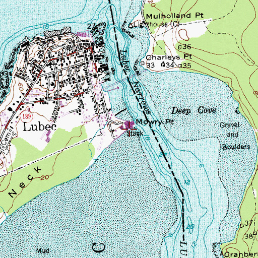 Topographic Map of Mowry Point, ME