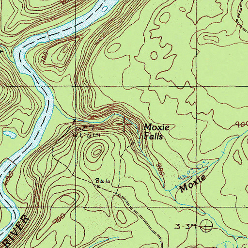 Topographic Map of Moxie Falls, ME