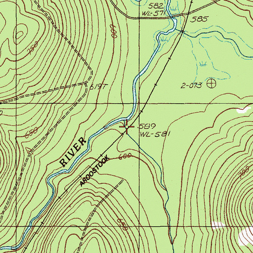 Topographic Map of Mud Brook, ME