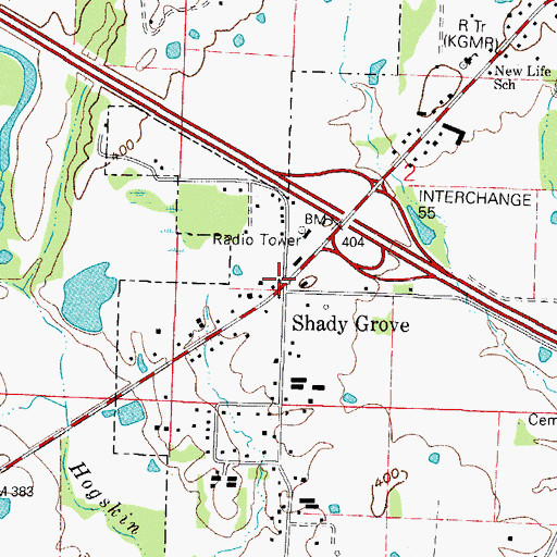 Topographic Map of Shady Grove, AR