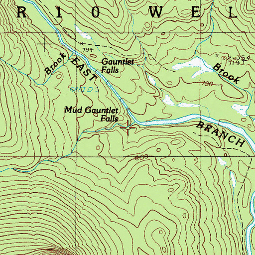 Topographic Map of Mud Gauntlet Brook, ME