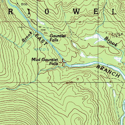 Topographic Map of Mud Gauntlet Falls, ME