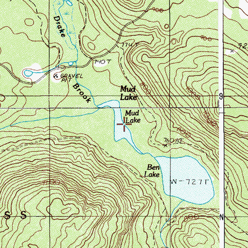 Topographic Map of Mud Lake, ME