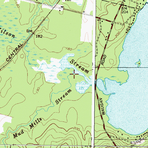 Topographic Map of Mud Mills Stream, ME