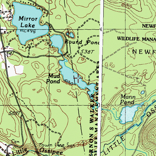 Topographic Map of Mud Pond, ME