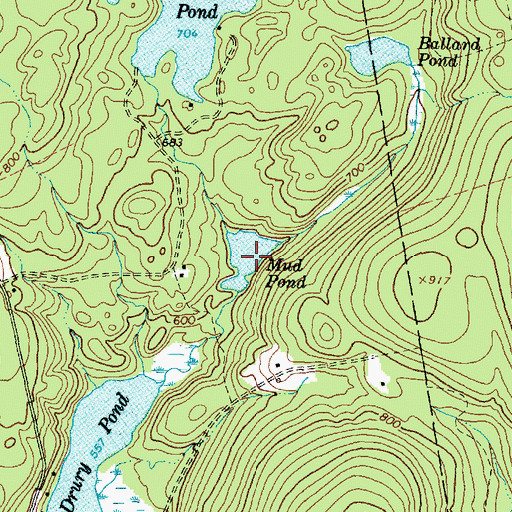 Topographic Map of Mud Pond, ME