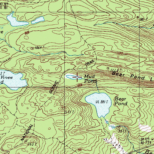 Topographic Map of Mud Pond, ME