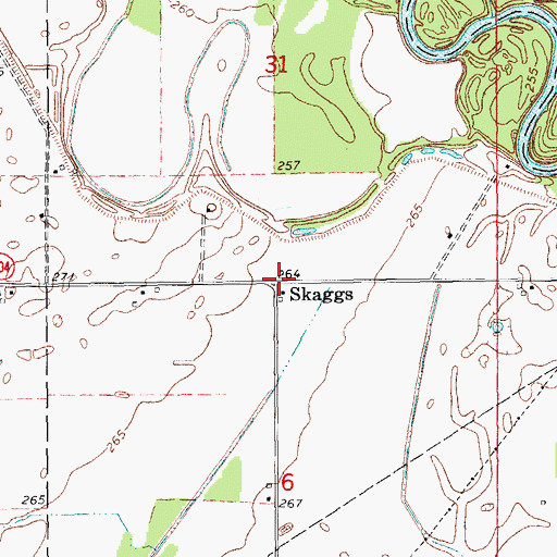 Topographic Map of Skaggs, AR