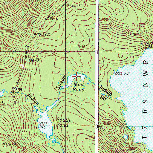 Topographic Map of Mud Pond, ME