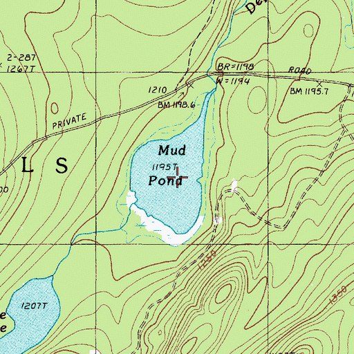 Topographic Map of Mud Pond, ME