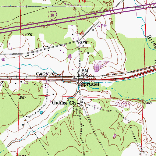 Topographic Map of Sprudel, AR