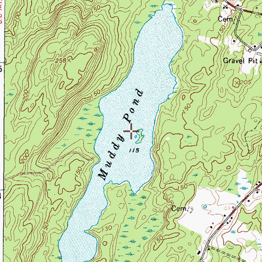 Topographic Map of Muddy Pond, ME