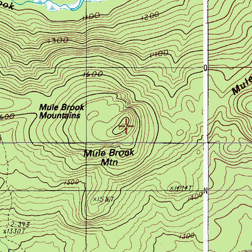 Topographic Map of Mule Brook Mountains, ME