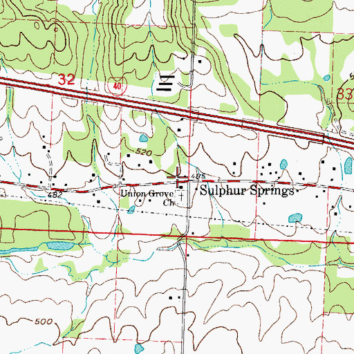 Topographic Map of Sulphur Springs, AR