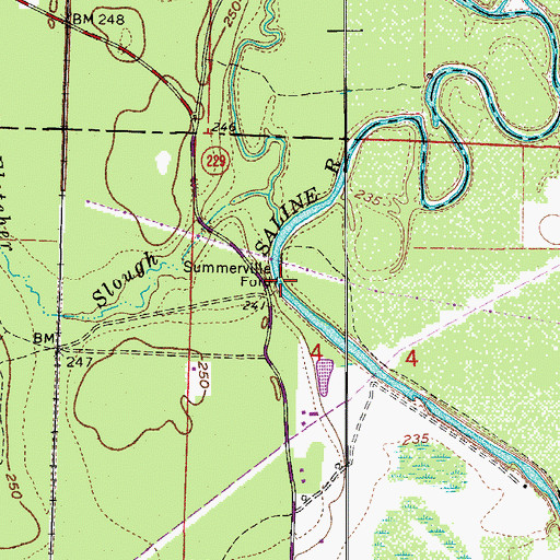 Topographic Map of Summerville Ford, AR