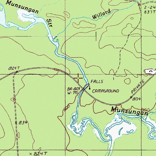 Topographic Map of Munsungan Falls, ME