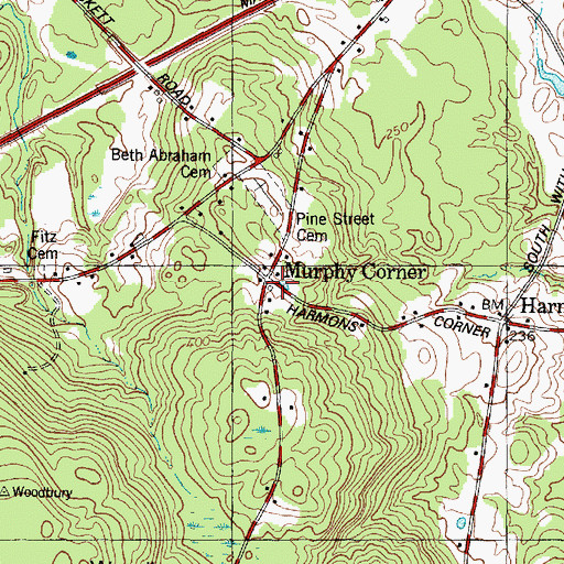 Topographic Map of Murphy Corner, ME