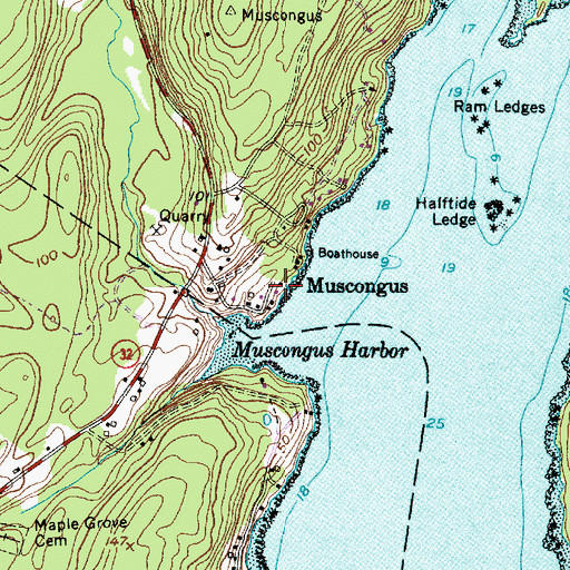 Topographic Map of Muscongus, ME