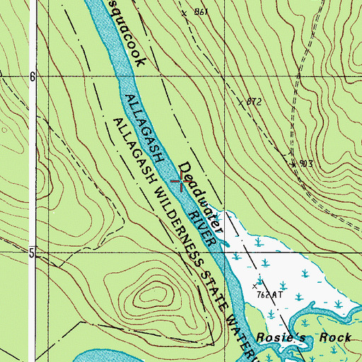 Topographic Map of Musquacook Deadwater, ME
