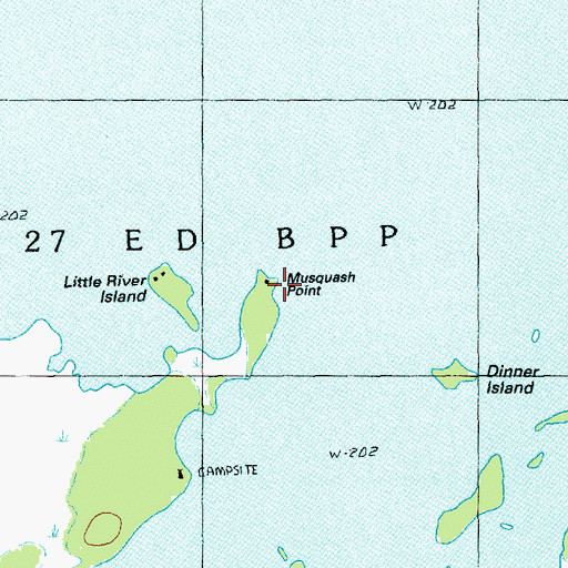 Topographic Map of Musquash Point, ME