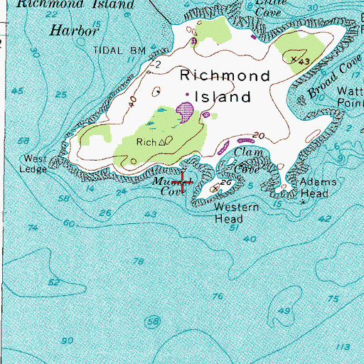 Topographic Map of Mussel Cove, ME