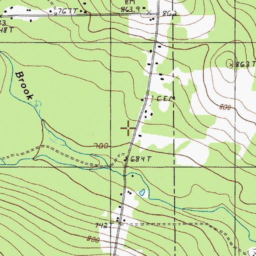 Topographic Map of Myrick School, ME