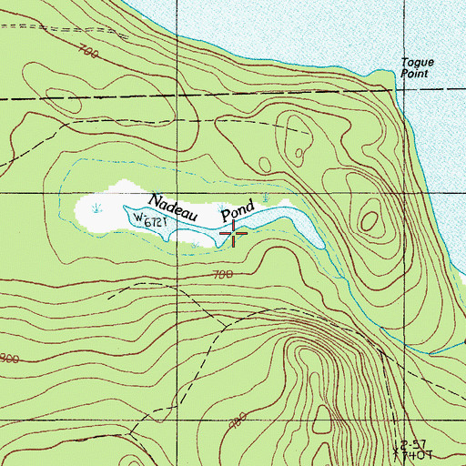 Topographic Map of Nadeau Pond, ME