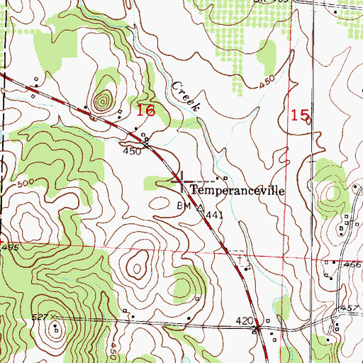 Topographic Map of Temperanceville, AR