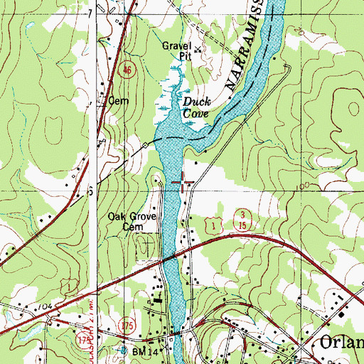 Topographic Map of Narramissic River, ME