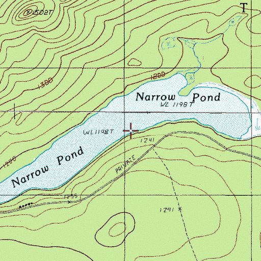 Topographic Map of Narrow Pond, ME