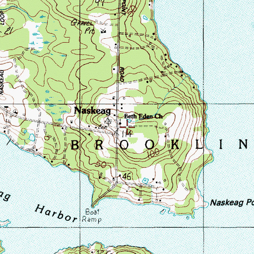 Topographic Map of Naskeag, ME