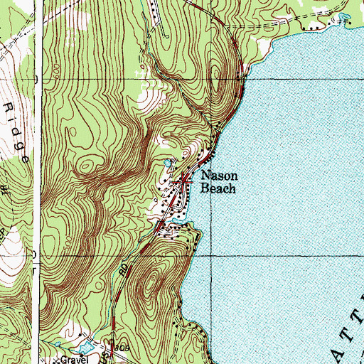 Topographic Map of Nason Beach, ME