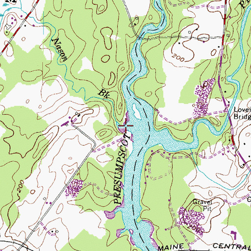 Topographic Map of Nason Brook, ME