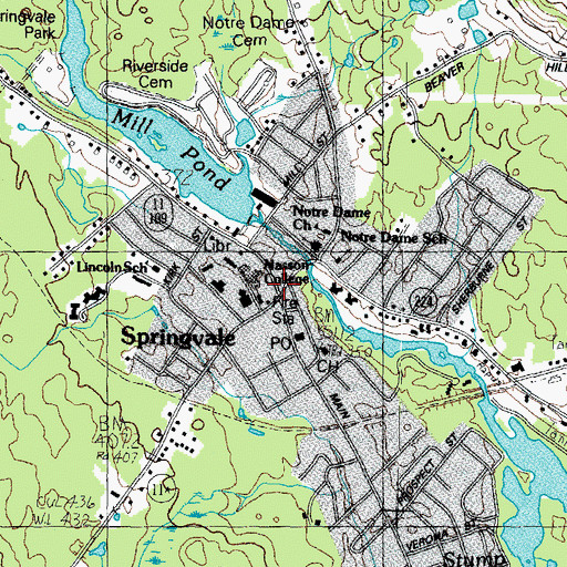 Topographic Map of Nasson College, ME