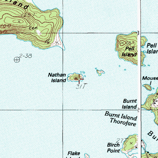 Topographic Map of Nathan Island, ME